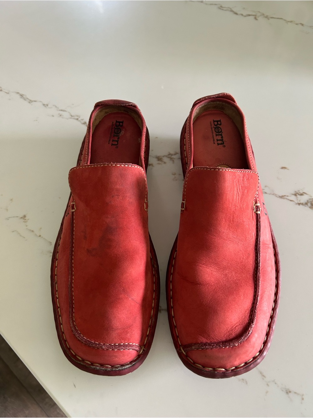 Born Women’s Red Leather Slip-On Casual Loafers